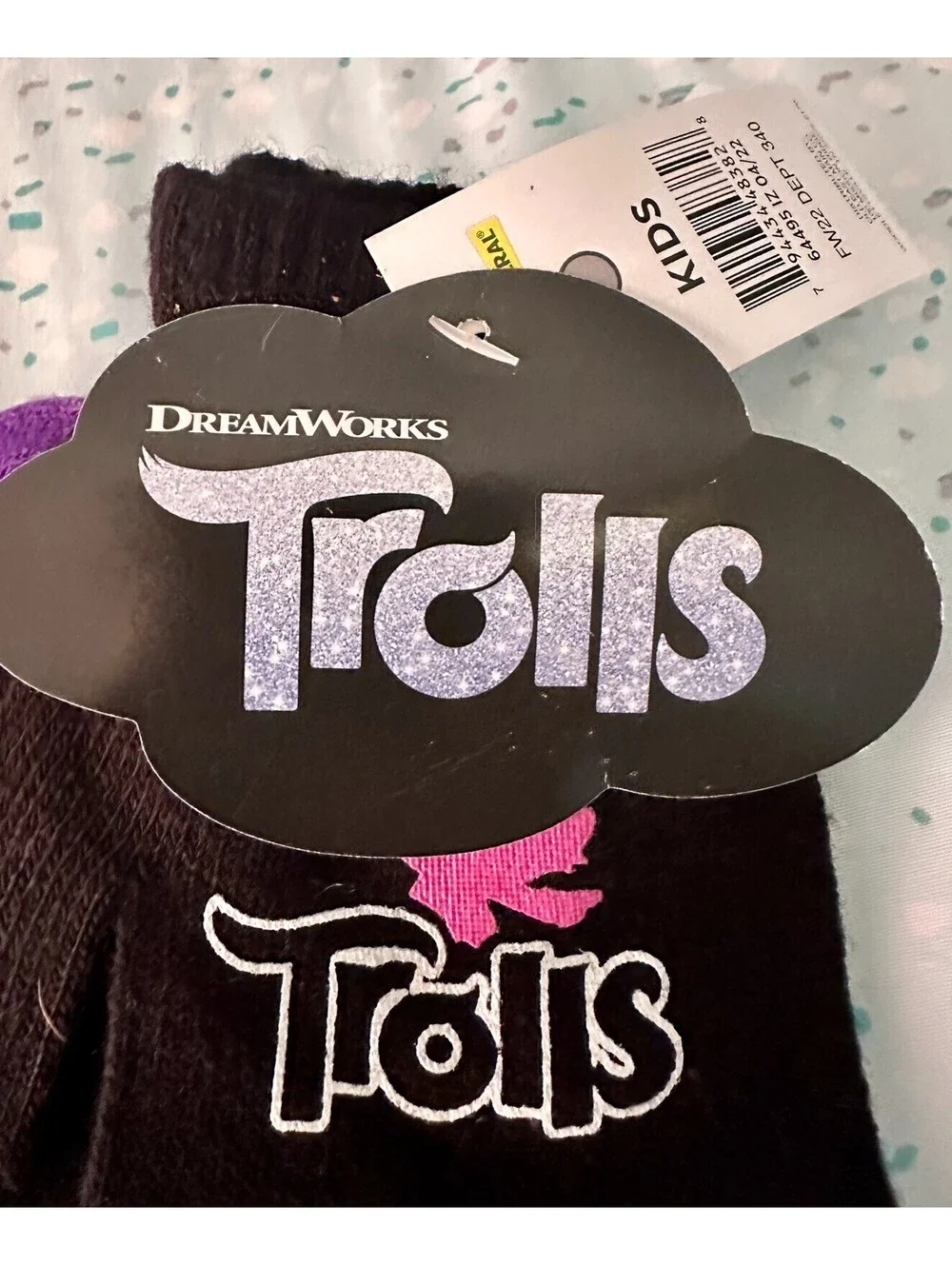 Trolls Kids Gloves Winter Gear Purple & Black 2 Pair New NWT Soft Warm & Cozy